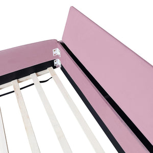 English Elm Full Size Kids Velvet Platform Daybed with Storage Ottoman Staircase Padded Rails Pink+White SF000202AAH