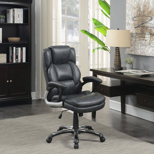 English Elm Stanton Executive Leatherette Office Chair with Channeled Back and Chrome Caster Base B062P447940
