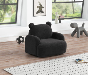 English Elm Rosella Bear Shaped Sherpa Kids Armchair with Sculpted Ears for Playroom Comfort Black B2749P413209