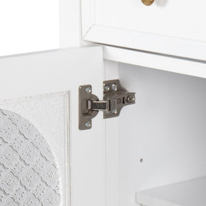 English Elm 35.6" Freestanding Bathroom Vanity with Roman Column Base and Ceramic Integrated Sink White W1801S00011