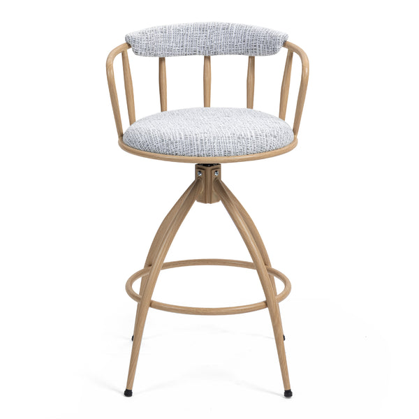 English Elm 26'' 26" Swivel Counter Height Bar Stool with High-Density Sponge Seat, Metal Frame, Modern Industrial Comfort Beige W2215P248058