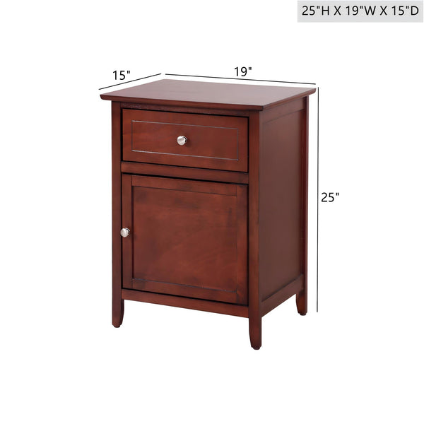 English Elm Transitional Cherry Nightstand with Large Drawer, 25"H x 19"W x 15"D, Durable Particle Board, Rich Finish B078112164
