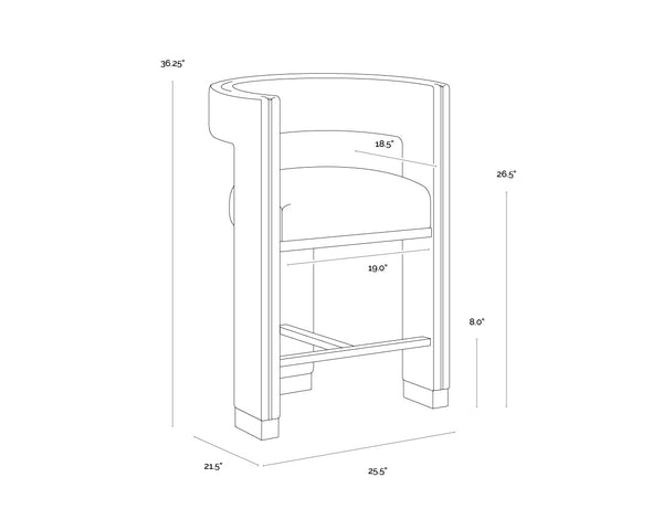 Sunpan Adamina Contemporary Barstool with Gold Stainless Steel Legs and Performance Fabric for Style Counter Height