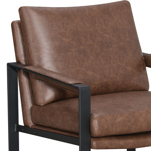 English Elm Starkston Gunmetal Frame Umber Brown Leatherette Accent Chair with Padded Arms, Angled Back & Sturdy Build B062P333400