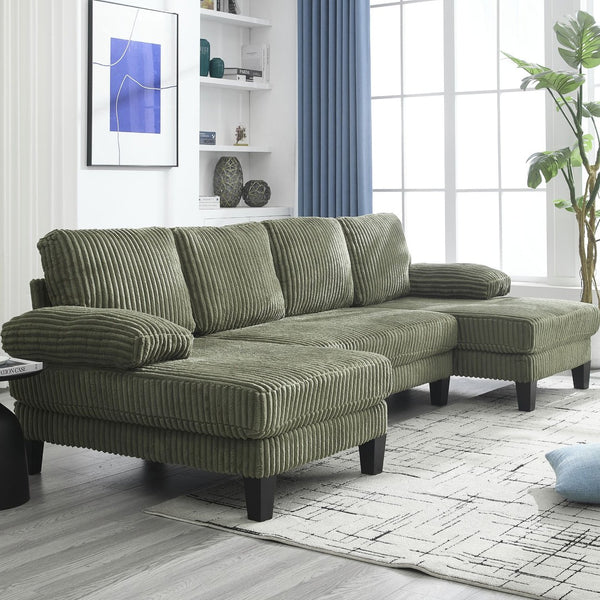 English Elm Modern U-Shaped 4-Seat Sofa With Double Chaise - Luxurious Velvet Couch For Stylish Living Spaces W2705S00016-GIGA