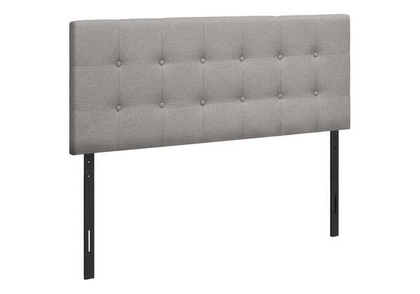 English Elm Bed, Upholstered Grey Linen-Look Headboard For Full Size Bed - Transitional Style With Tufted Design B2710P219554