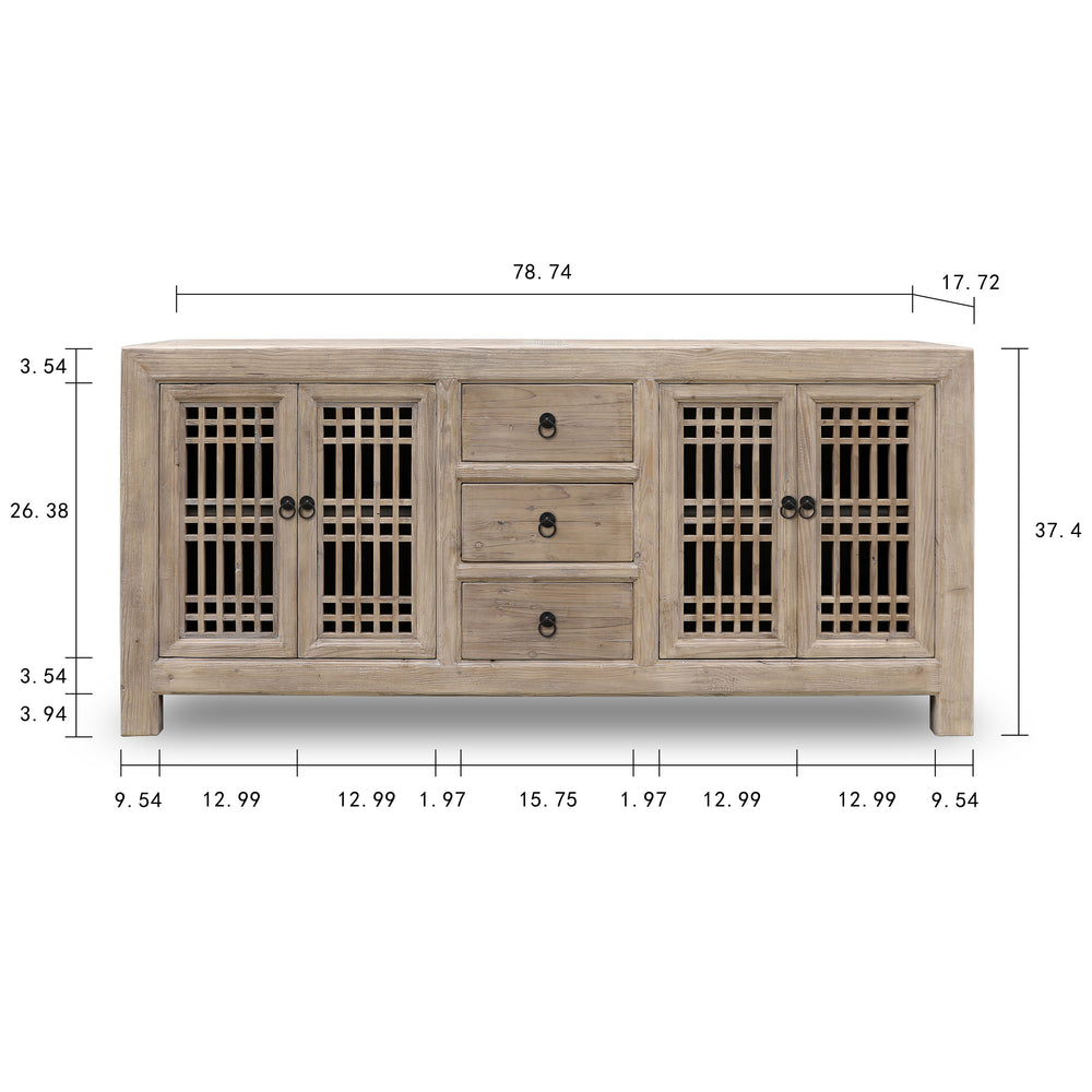 Lilys Capri Lattice Buffet With Three Drawers 79X18X37 9180-NA