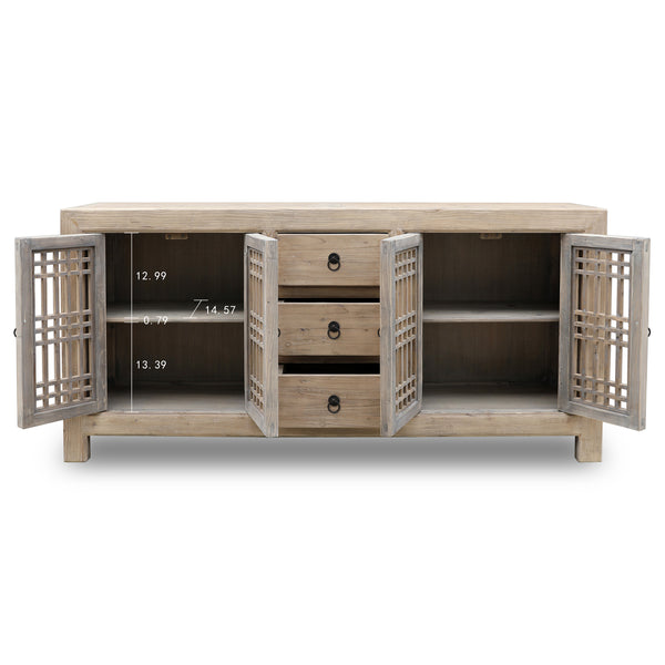 Lilys Capri Lattice Buffet With Three Drawers 79X18X37 9180-NA