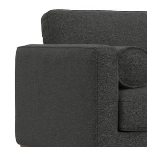 English Elm Morrison Sculptural Mid-century Armchair with Rubberwood Legs and Performance Fabric Charcoal Grey B136P420742