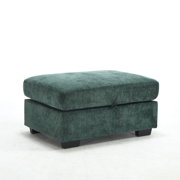 English Elm Modern Chenille L-shaped Sectional with Usb Charging Ottoman Storage Living Room Couch Green W2120S00017