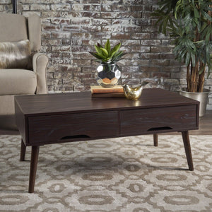 Christopher Knight Home® - Noble House - Noemi Mid Century Modern Walnut Finished Fiberboard Coffee Table