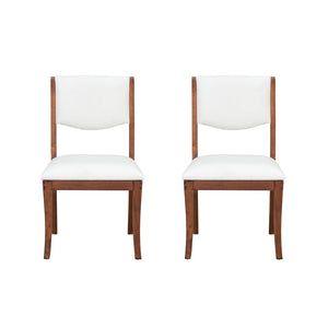 English Elm Walnut Upholstered Dining Chairs Set Of 2 - Elegant Fabric Side Chairs With Curved Design & Comfort N842P315209D-GIGA