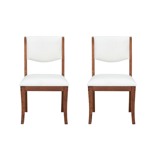 English Elm Walnut Upholstered Dining Chairs Set Of 2 - Elegant Fabric Side Chairs With Curved Design & Comfort N842P315209D-GIGA