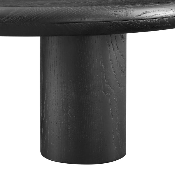 EuroStyle Gunda 36 Inch Round Coffee Table Ash Veneer Low Profile for Modern Living Rooms 91816BLK-KIT