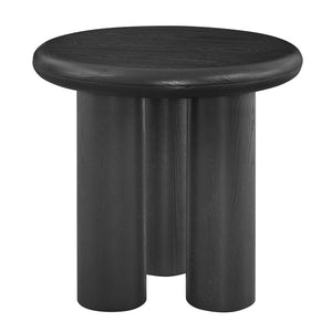 EuroStyle Gunda Round End Table Ash Veneer Top with Black Finish for Living or Bedroom 91817BLK-KIT