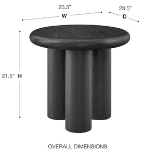 EuroStyle Gunda Round End Table Ash Veneer Top with Black Finish for Living or Bedroom 91817BLK-KIT