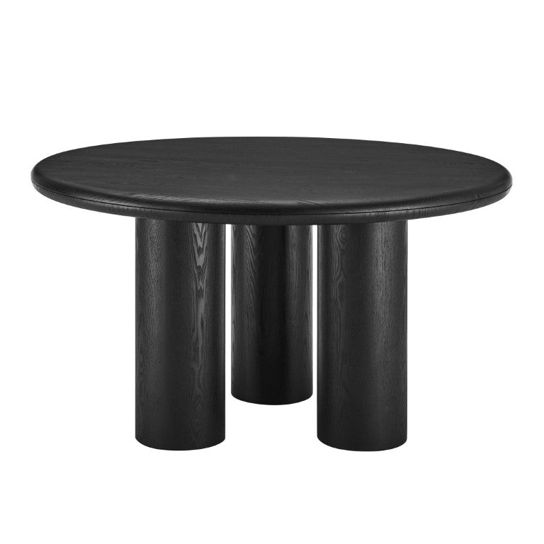 EuroStyle Gunda 53 Inch Round Ash Veneer Dining Table Seats Four for Modern Spaces 91818BLK-KIT
