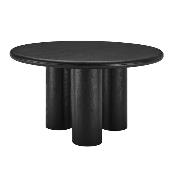 EuroStyle Gunda 53 Inch Round Ash Veneer Dining Table Seats Four for Modern Spaces 91818BLK-KIT