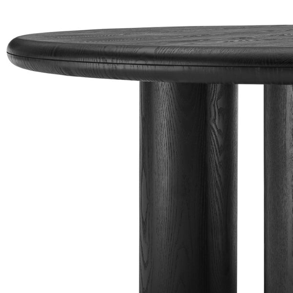 EuroStyle Gunda 53 Inch Round Ash Veneer Dining Table Seats Four for Modern Spaces 91818BLK-KIT