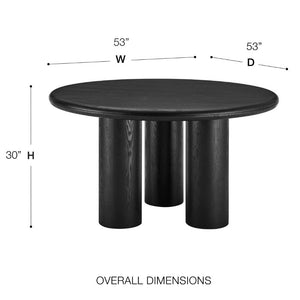 EuroStyle Gunda 53 Inch Round Ash Veneer Dining Table Seats Four for Modern Spaces 91818BLK-KIT