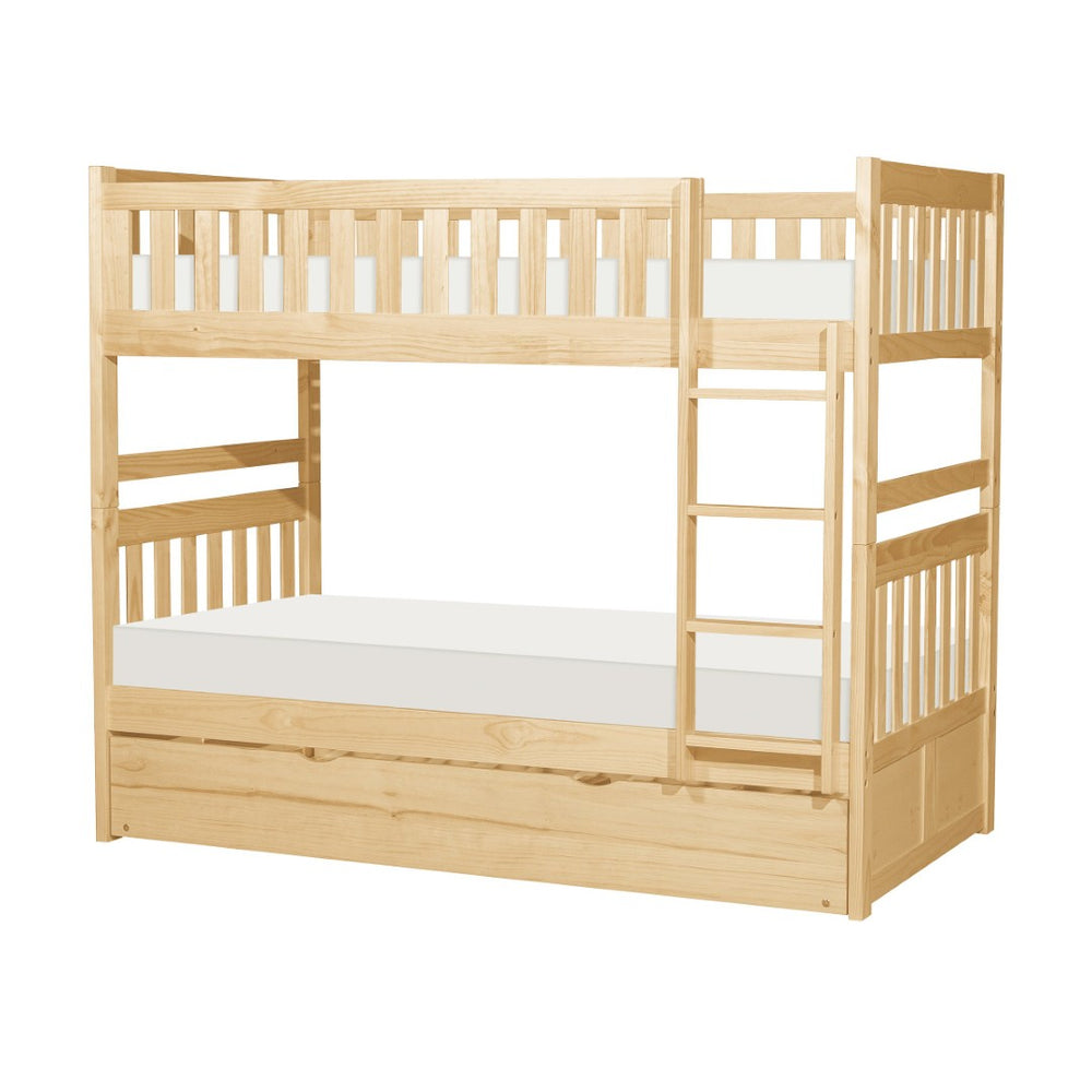English Elm Bunk Bed Twin Over Pine Wood Frame with Guard Rails for Kids Shared Bedroom B011S02409