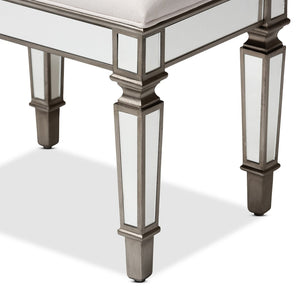 Baxton Studio Baxton Studio Marielle Glamorous Mirrored Ottoman Bench - Vintage Off-White Upholstered Luxury Seat RS2937