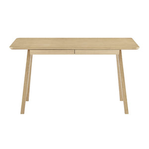 EuroStyle Stark Scandinavian Oak Veneer Writing Desk with Ash Legs and Angled Drawer Fronts 91820-OAK
