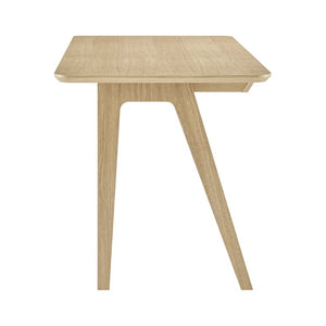 EuroStyle Stark Scandinavian Oak Veneer Writing Desk with Ash Legs and Angled Drawer Fronts 91820-OAK