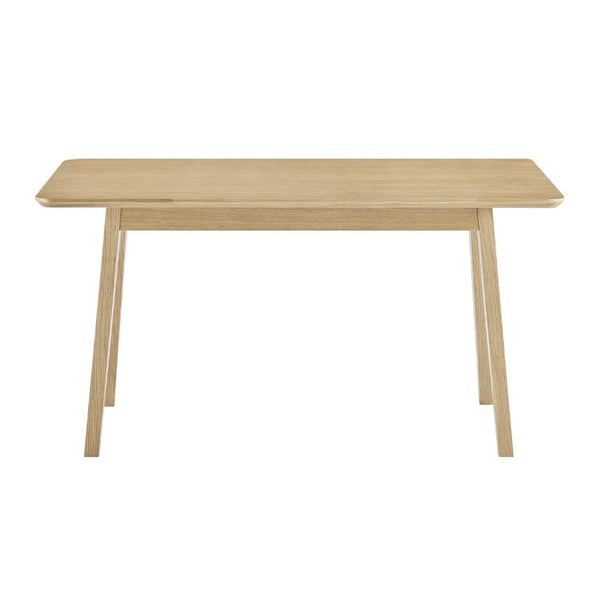 EuroStyle Stark Scandinavian Oak Veneer Writing Desk with Ash Legs and Angled Drawer Fronts 91820-OAK