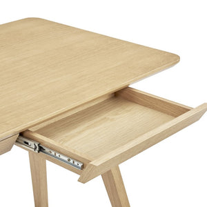 EuroStyle Stark Scandinavian Oak Veneer Writing Desk with Ash Legs and Angled Drawer Fronts 91820-OAK