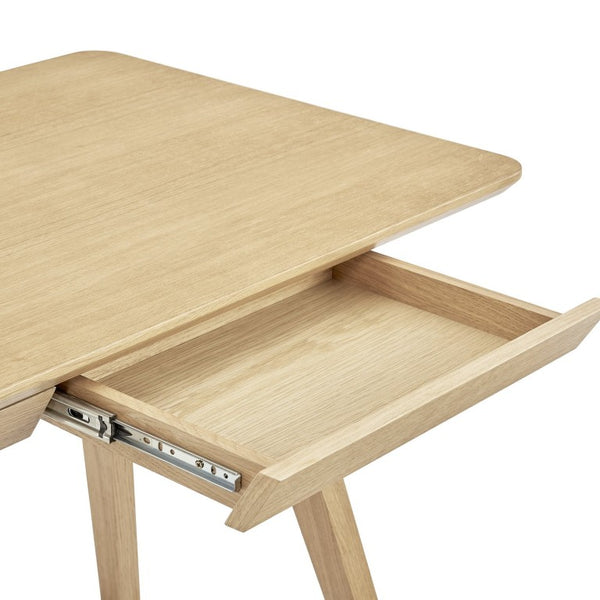 EuroStyle Stark Scandinavian Oak Veneer Writing Desk with Ash Legs and Angled Drawer Fronts 91820-OAK