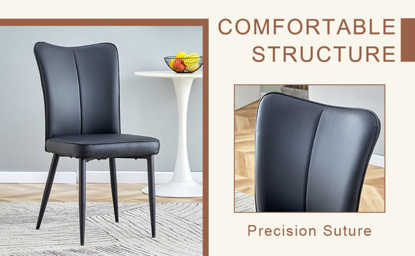 English Elm Table And Chair Set - Modern 31.5-Inch Round Dark Wood Grain Table With 2 Black Pu Chairs, Stylish Design! W1151S02485-GIGA