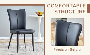 English Elm Table 5-Piece Dining Set: 31.5-Inch Dark Wood Grain Round Table & 4 Ergonomic Black Pu Chairs W1151S02486-GIGA