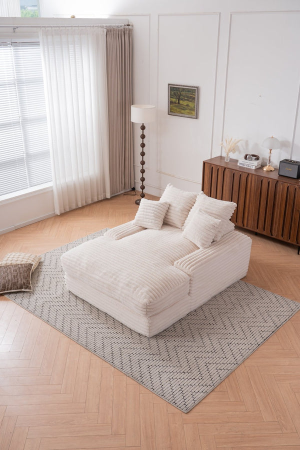 English Elm 028-oversized Corduroy Chaise Sleeper Sofa with Foam Support for Apartments W527P412860