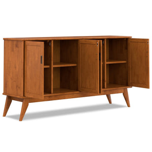 English Elm Draper Solid Rubberwood Sideboard with Tapered Legs and Brass Pulls for Dining Rooms B136P439000