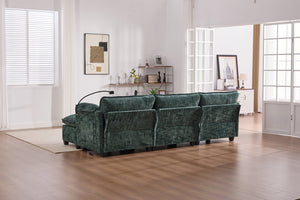 English Elm United Oversized 112" Sectional Sofa Cloud Couch - Modern Chenille L-Shaped With Storage Ottoman & Usb W1568S00191-GIGA