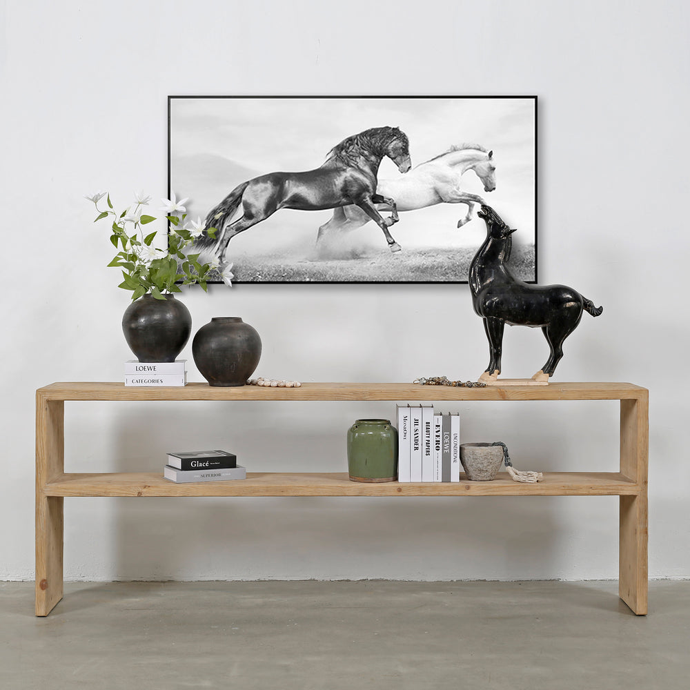 Lilys Waterfall Console Table With Shelf Weathered Natural 88X14X35H 9183