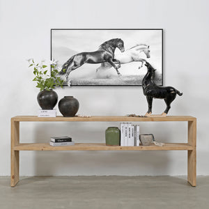 Lilys Waterfall Console Table With Shelf Weathered Natural 88X14X35H 9183