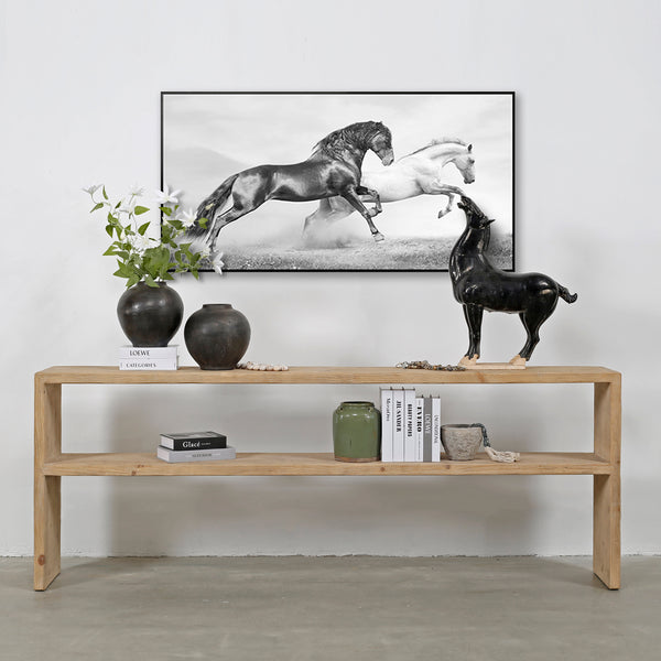Lilys Waterfall Console Table With Shelf Weathered Natural 88X14X35H 9183