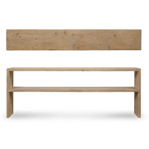Lilys Waterfall Console Table With Shelf Weathered Natural 88X14X35H 9183