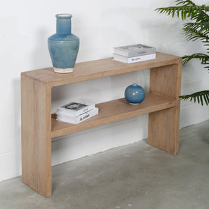 Lilys Waterfall Console Table With Shelf Weathered Natural 48X12X31H 9183-S