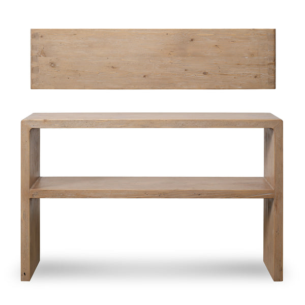 Lilys Waterfall Console Table With Shelf Weathered Natural 48X12X31H 9183-S