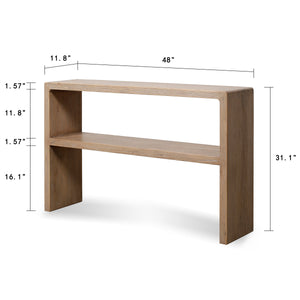 Lilys Waterfall Console Table With Shelf Weathered Natural 48X12X31H 9183-S