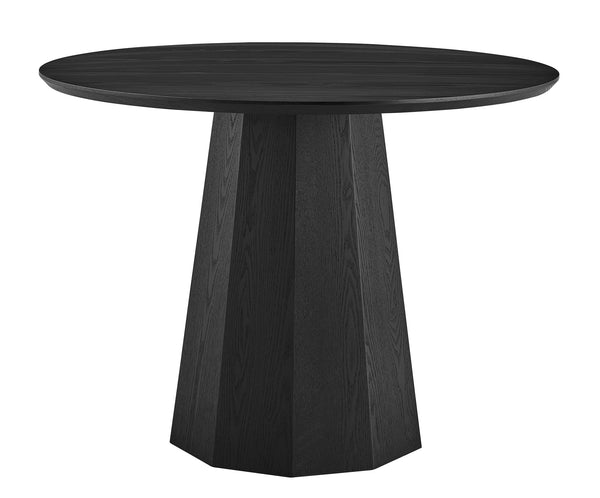 Sidney Round Table: Modern Design with Rich Ash Wood Veneer and Bold Angular Base for Any Space