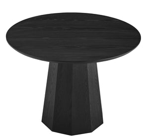 Sidney Round Table: Modern Design with Rich Ash Wood Veneer and Bold Angular Base for Any Space