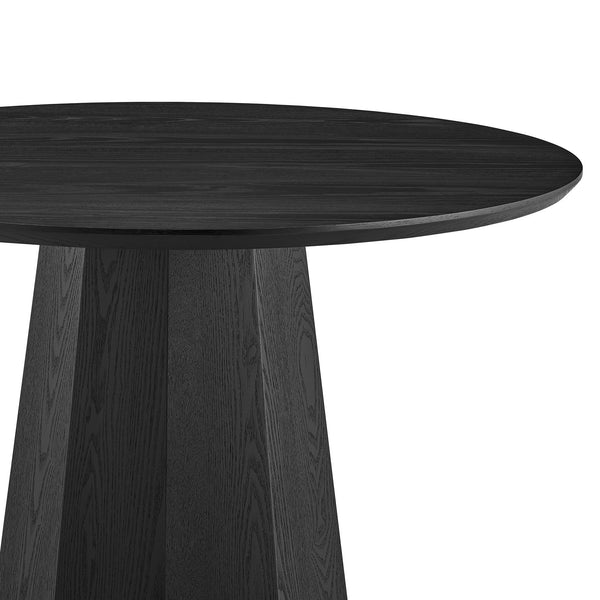 Sidney Round Table: Modern Design with Rich Ash Wood Veneer and Bold Angular Base for Any Space