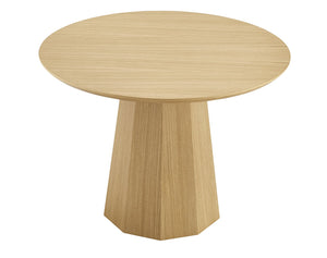 Sidney Round Table: Modern Design with Rich Ash Wood Veneer and Bold Angular Base for Any Space