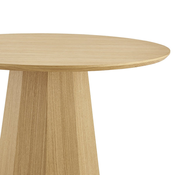 Sidney Round Table: Modern Design with Rich Ash Wood Veneer and Bold Angular Base for Any Space