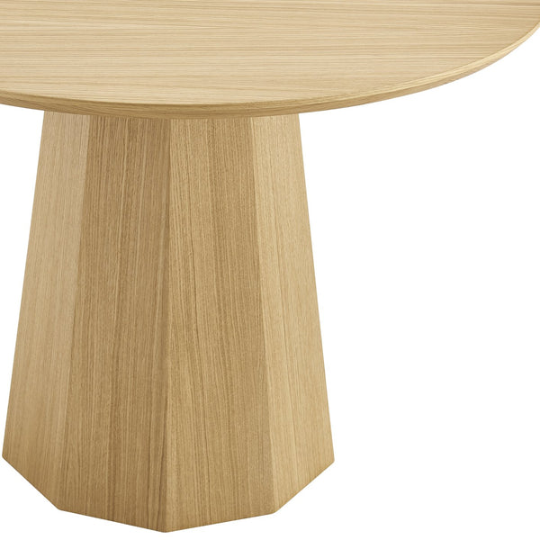 Sidney Round Table: Modern Design with Rich Ash Wood Veneer and Bold Angular Base for Any Space