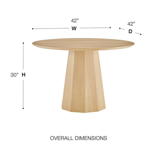 Sidney Round Table: Modern Design with Rich Ash Wood Veneer and Bold Angular Base for Any Space